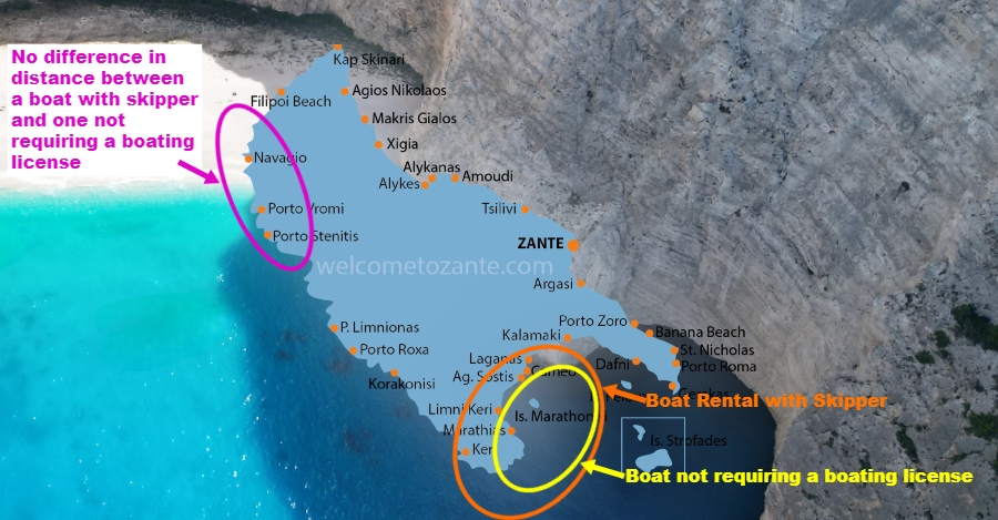 map boat rental zakynthos 